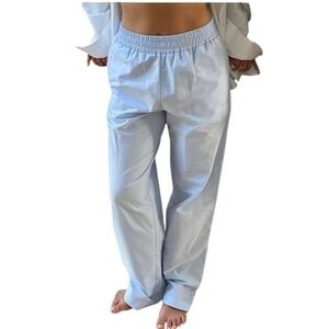 Djerf Avenue Breezy Pants Light Blue 100% Organic Cotton XXS Elastic Waist NEW